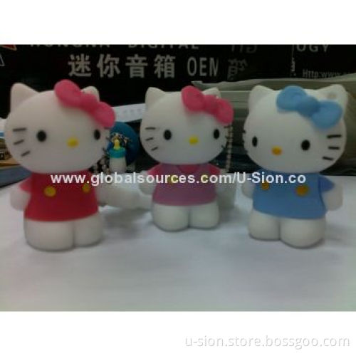 Cute Hello Kitty Cartoon PVC USB Flash Drive, 1GB-64GB with Customized Logo for Promotion Gift